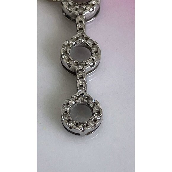 10K White Gold Pendant 3 Circles sterling chain - Picture 5 of 16